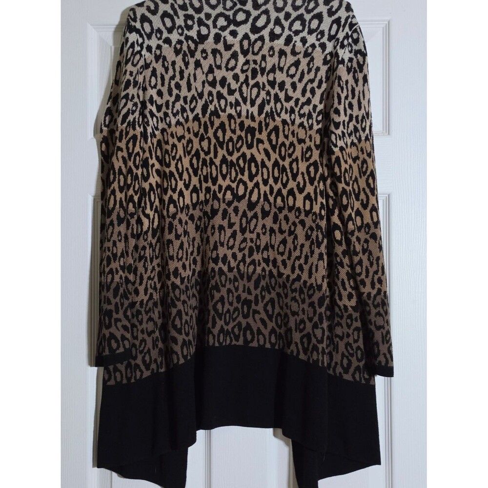 Joseph Leopard Open-Front Cardigan Sweater - Black & Tan - Picture 2 of 4